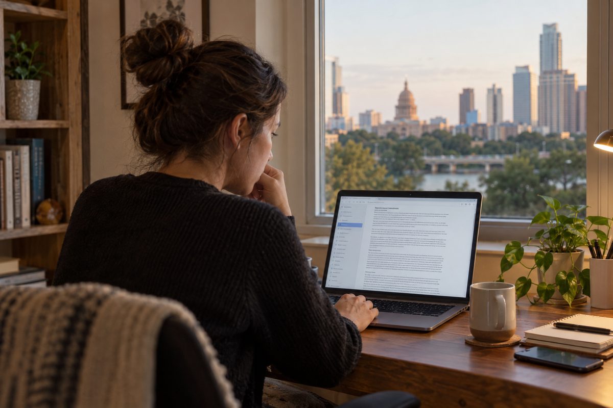 Person reading a digital policy page